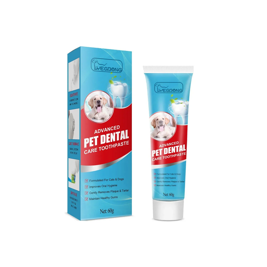 Aplicação da pasta de dentes para cão com o dedo