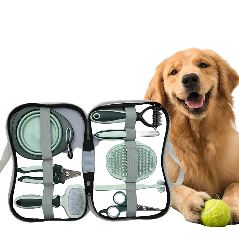 Kit de escovas de grooming 8 em 1 para pets — conjunto completo