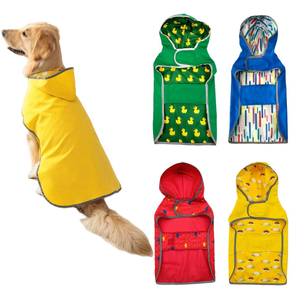 Capa de chuva dupla camada para cão — verde reversível