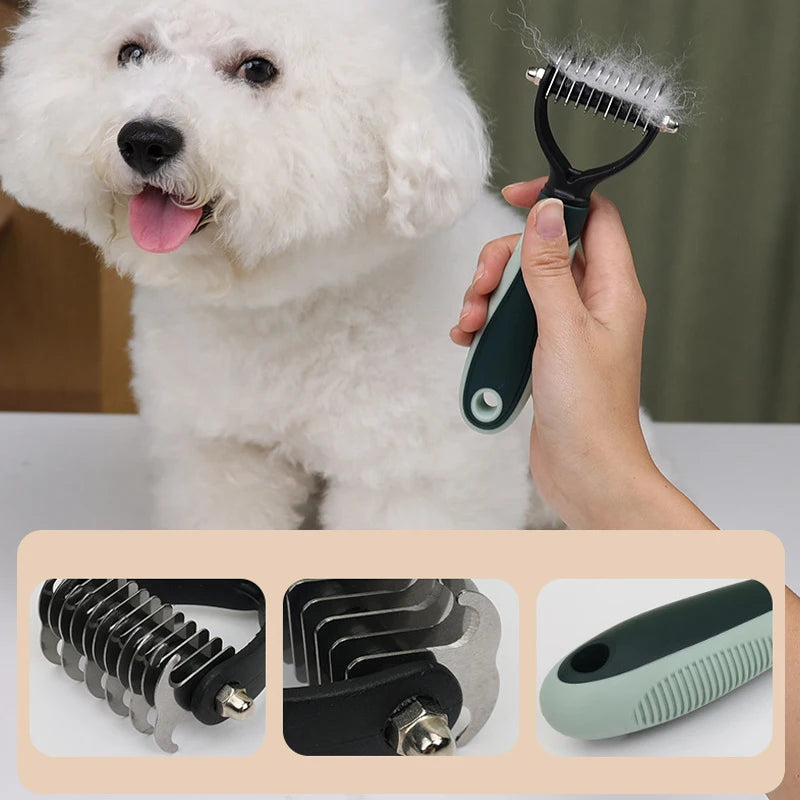 Kit grooming 8 em 1 para cães — detalhe das cerdas macias