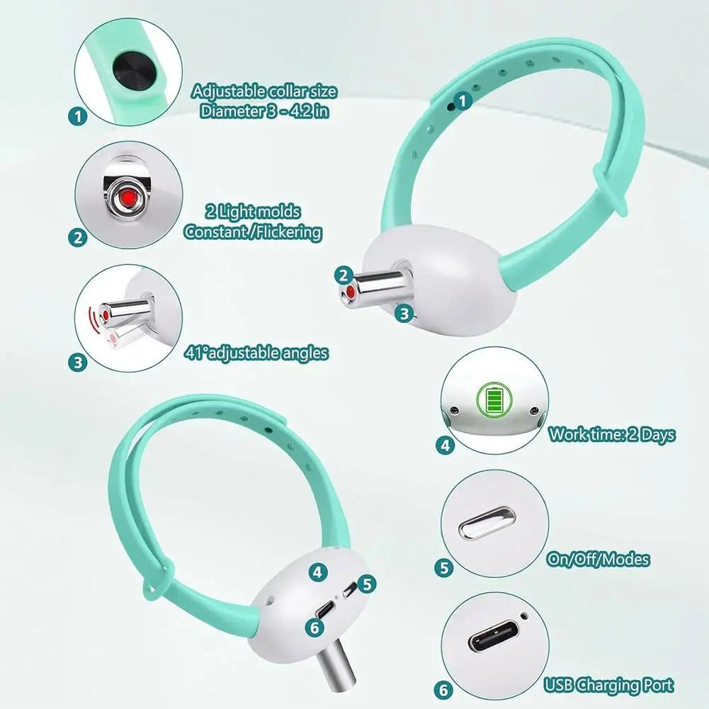 Coleira laser rosa para gato — carregável USB