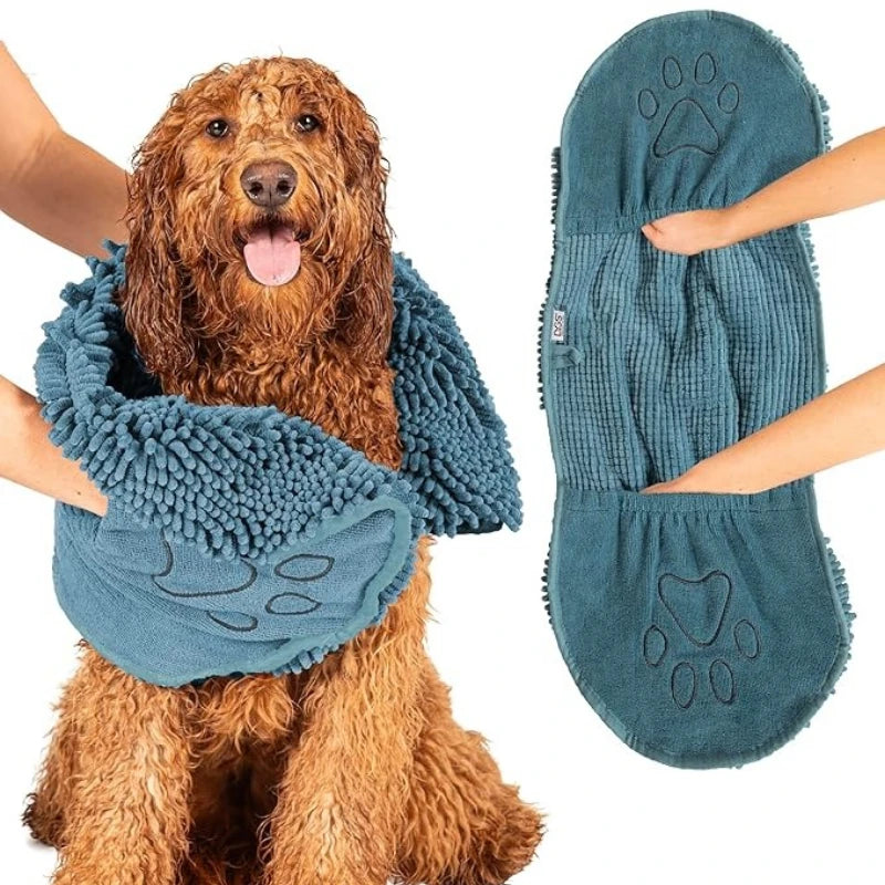 Toalha absorvente de secagem rápida para pets — azul
