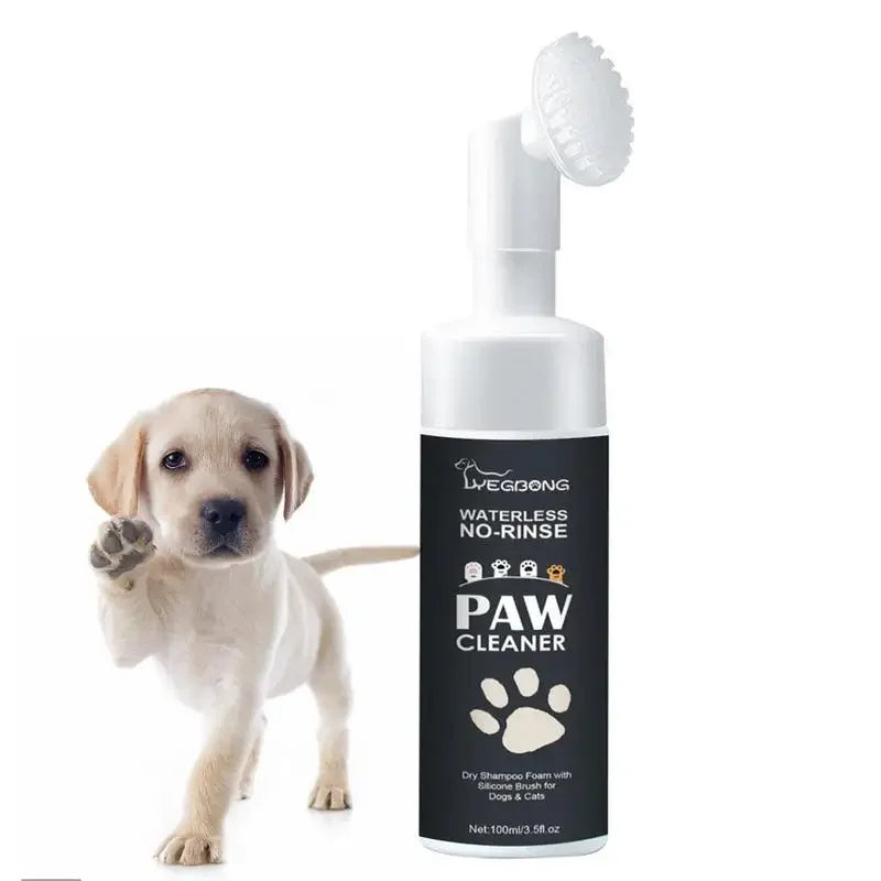 Espuma limpadora de patas sem água para pets — frasco branco