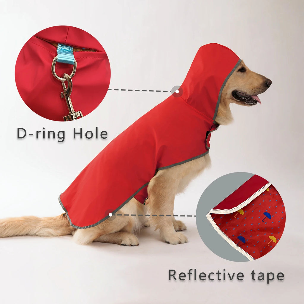 Cão com capa de chuva dupla camada azul