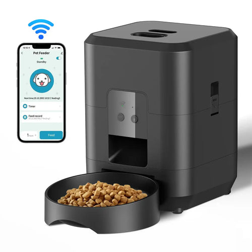 Alimentador automático com timer para cães e gatos — preto