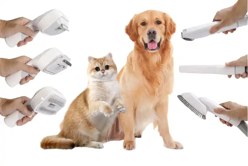 Sistema grooming aspirador de pelos para pets — branco kit completo