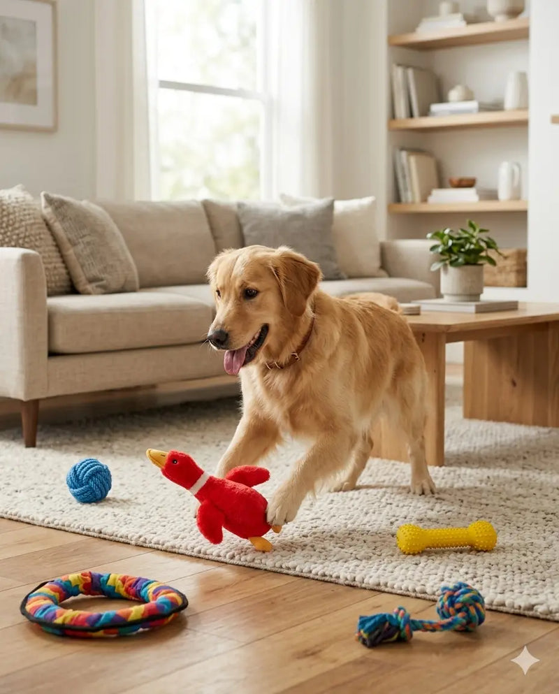 Cão a brincar com bola puzzle interativa